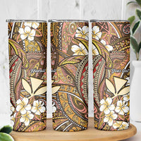 Personalised Hawaii Tribal Humpback Whale Skinny Tumbler Melemele Hibiscus Seamless Pattern LT9 - Polynesian Pride