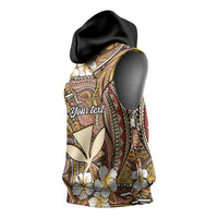 Personalised Hawaii Tribal Humpback Whale Sleeveless Hoodie Melemele Hibiscus Seamless Pattern LT9 - Polynesian Pride