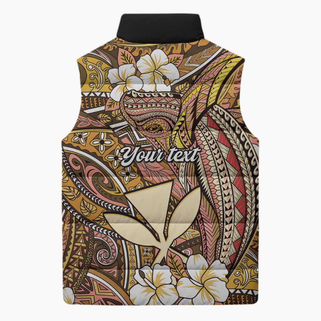 Personalised Hawaii Tribal Humpback Whale Sleeveless Puffer Jacket Melemele Hibiscus Seamless Pattern LT9 - Polynesian Pride