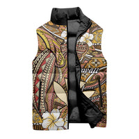 Personalised Hawaii Tribal Humpback Whale Sleeveless Puffer Jacket Melemele Hibiscus Seamless Pattern LT9 - Polynesian Pride