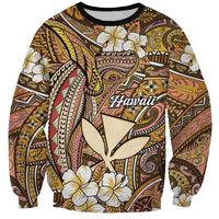 Personalised Hawaii Tribal Humpback Whale Sweatshirt Melemele Hibiscus Seamless Pattern