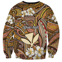Personalised Hawaii Tribal Humpback Whale Sweatshirt Melemele Hibiscus Seamless Pattern