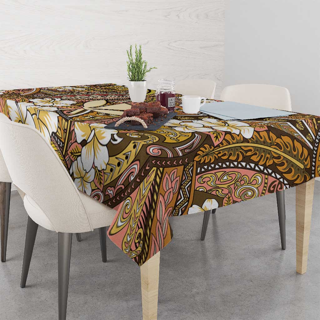 Personalised Hawaii Tribal Humpback Whale Tablecloth Melemele Hibiscus Seamless Pattern LT9 - Polynesian Pride