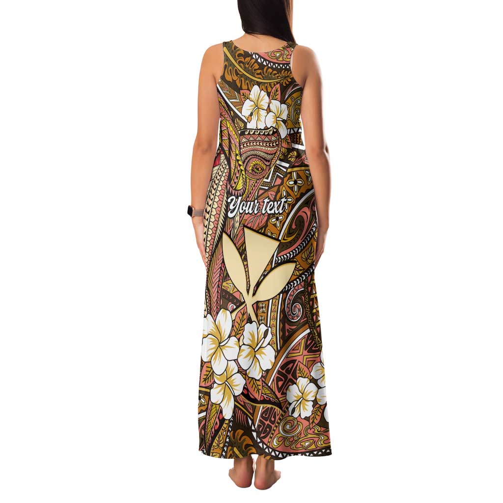 Personalised Hawaii Tribal Humpback Whale Tank Maxi Dress Melemele Hibiscus Seamless Pattern LT9 - Polynesian Pride