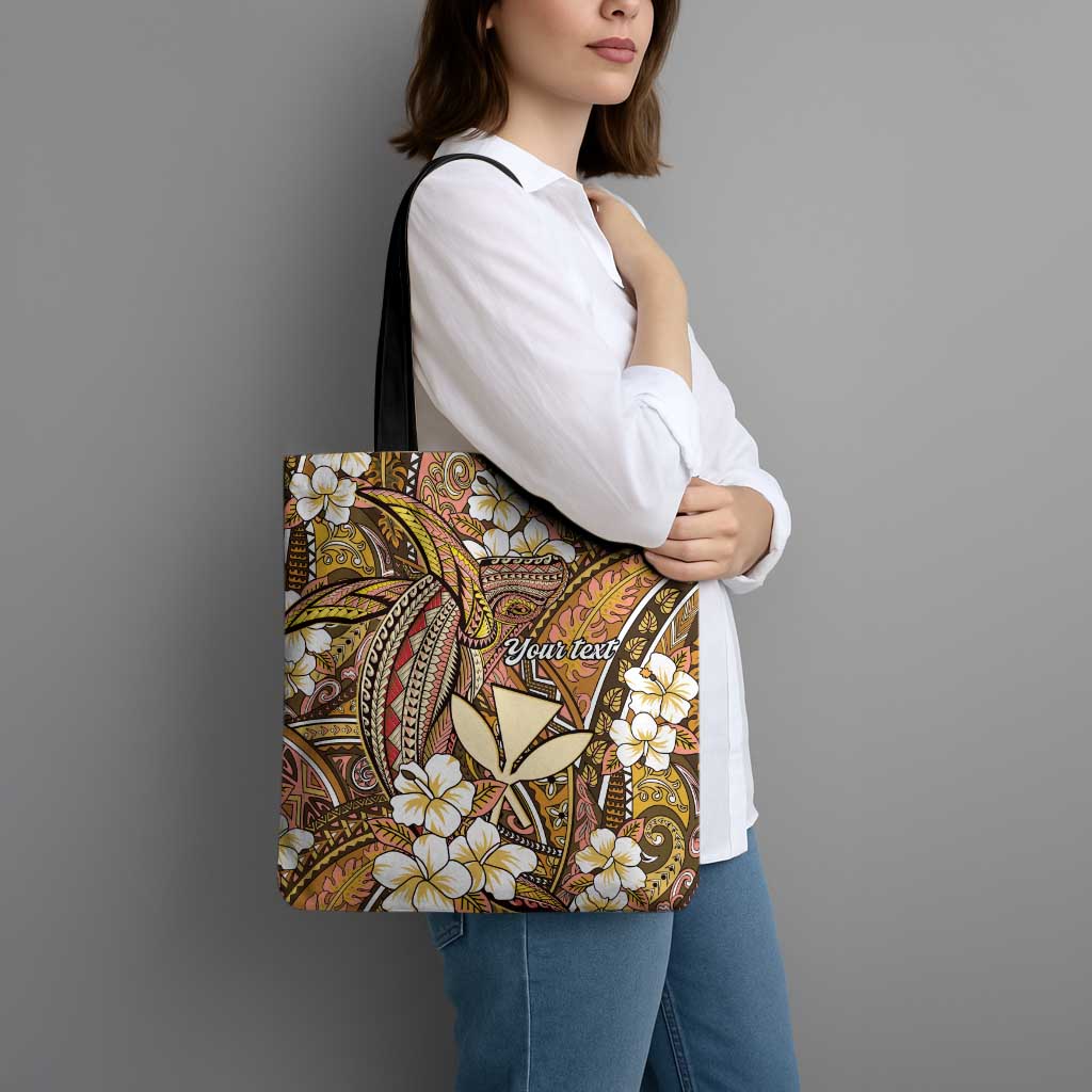 Personalised Hawaii Tribal Humpback Whale Tote Bag Melemele Hibiscus Seamless Pattern LT9 - Polynesian Pride