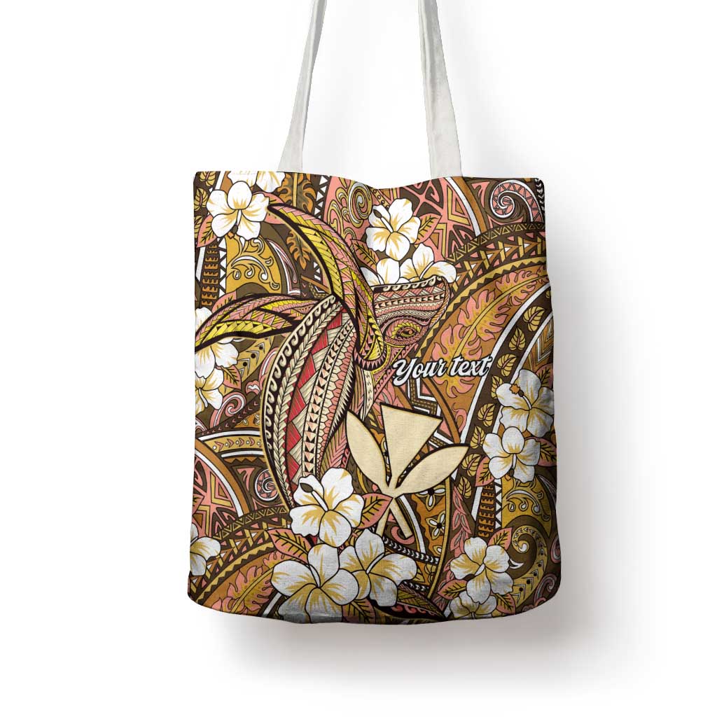 Personalised Hawaii Tribal Humpback Whale Tote Bag Melemele Hibiscus Seamless Pattern LT9 - Polynesian Pride