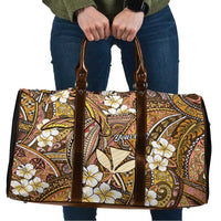 Personalised Hawaii Tribal Humpback Whale Travel Bag Melemele Hibiscus Seamless Pattern LT9 Gold - Polynesian Pride