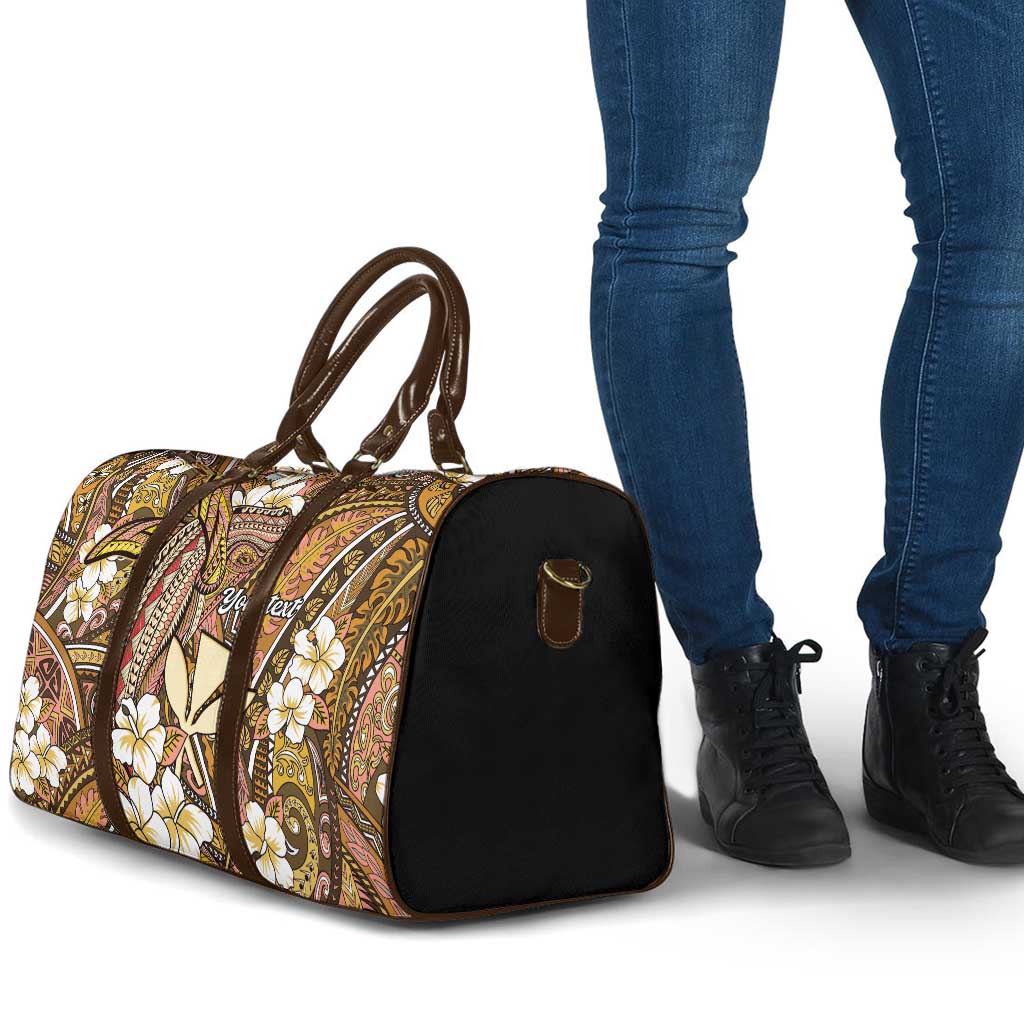 Personalised Hawaii Tribal Humpback Whale Travel Bag Melemele Hibiscus Seamless Pattern LT9 - Polynesian Pride