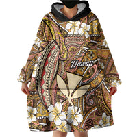 Personalised Hawaii Tribal Humpback Whale Wearable Blanket Hoodie Melemele Hibiscus Seamless Pattern LT9 - Polynesian Pride