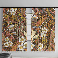 Personalised Hawaii Tribal Humpback Whale Window Curtain Melemele Hibiscus Seamless Pattern