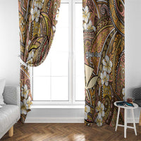 Personalised Hawaii Tribal Humpback Whale Window Curtain Melemele Hibiscus Seamless Pattern