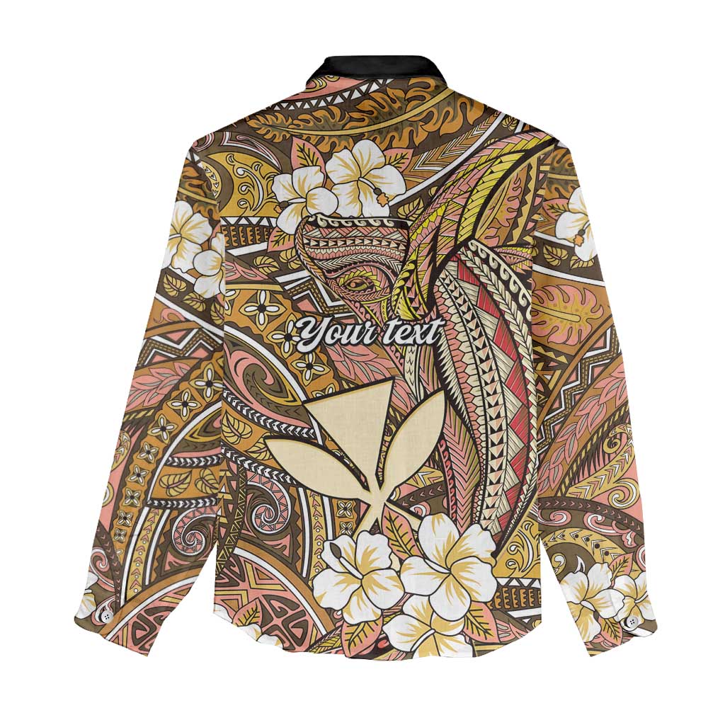 Personalised Hawaii Tribal Humpback Whale Women Casual Shirt Melemele Hibiscus Seamless Pattern LT9 - Polynesian Pride