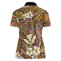 Personalised Hawaii Tribal Humpback Whale Women Polo Shirt Melemele Hibiscus Seamless Pattern LT9 - Polynesian Pride