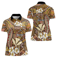 Personalised Hawaii Tribal Humpback Whale Women Polo Shirt Melemele Hibiscus Seamless Pattern LT9 - Polynesian Pride