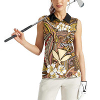 Personalised Hawaii Tribal Humpback Whale Women Sleeveless Polo Shirt Melemele Hibiscus Seamless Pattern LT9 - Polynesian Pride