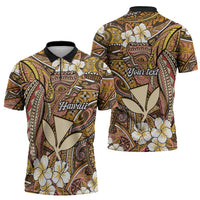 Personalised Hawaii Tribal Humpback Whale Zipper Polo Shirt Melemele Hibiscus Seamless Pattern LT9 - Polynesian Pride