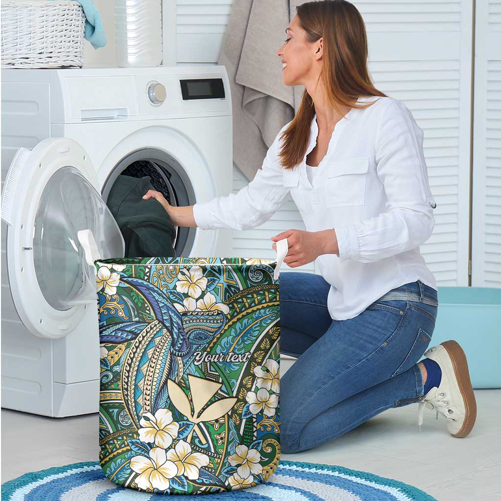 Personalised Hawaii Tribal Humpback Whale Laundry Basket Omaomao Hibiscus Seamless Pattern LT9 - Polynesian Pride