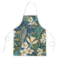 Personalised Hawaii Tribal Humpback Whale Apron Omaomao Hibiscus Seamless Pattern LT9 Green - Polynesian Pride