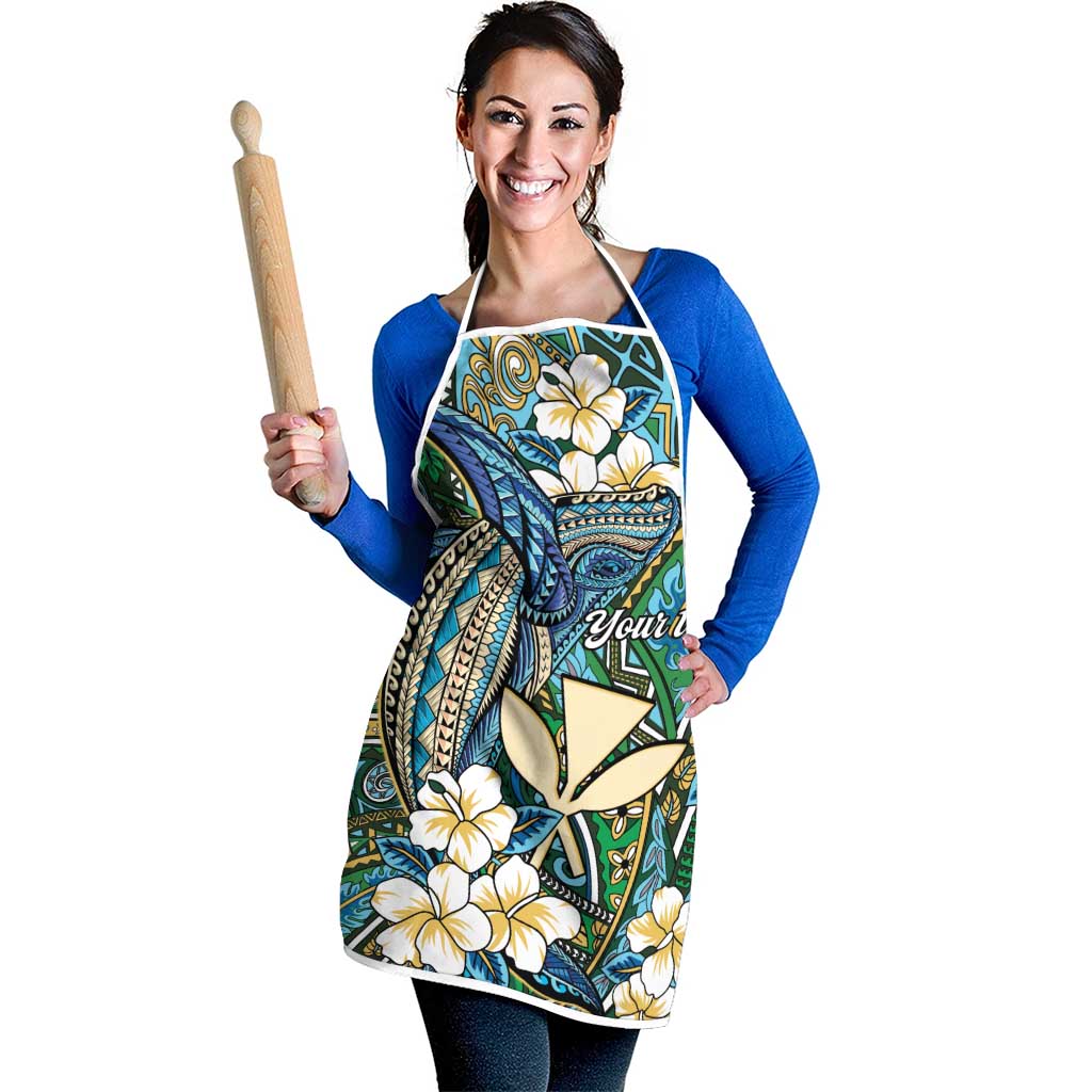 Personalised Hawaii Tribal Humpback Whale Apron Omaomao Hibiscus Seamless Pattern LT9 - Polynesian Pride
