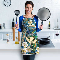 Personalised Hawaii Tribal Humpback Whale Apron Omaomao Hibiscus Seamless Pattern LT9 - Polynesian Pride