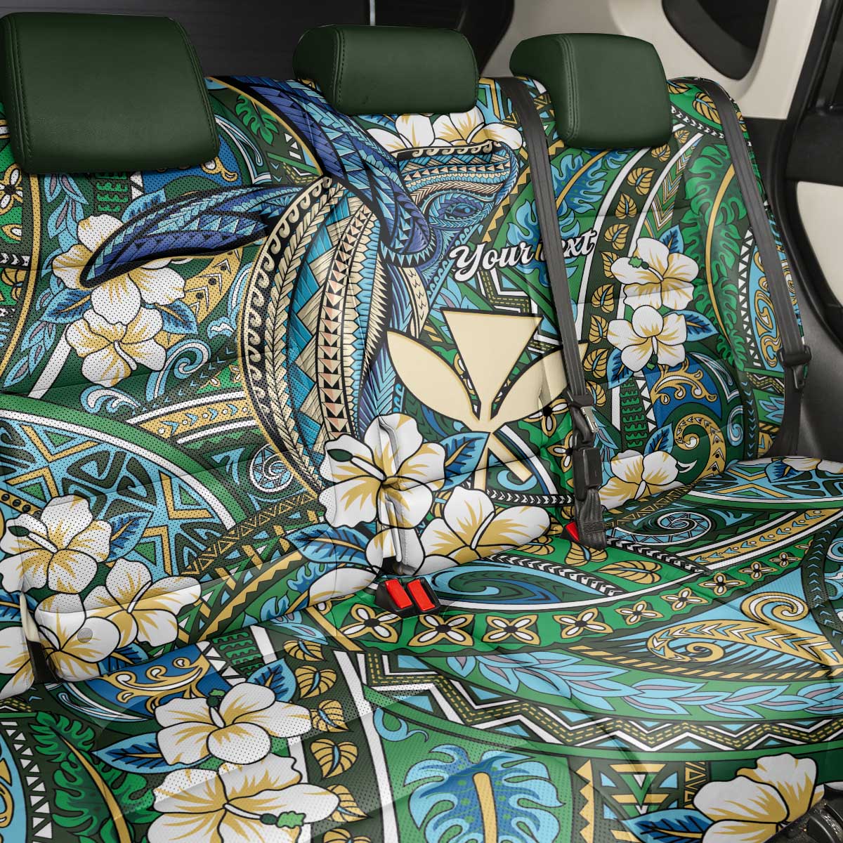 Personalised Hawaii Tribal Humpback Whale Back Car Seat Cover Omaomao Hibiscus Seamless Pattern LT9 - Polynesian Pride