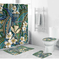 Personalised Hawaii Tribal Humpback Whale Bathroom Set Omaomao Hibiscus Seamless Pattern LT9 Bathroom Set (4 pcs) Green - Polynesian Pride