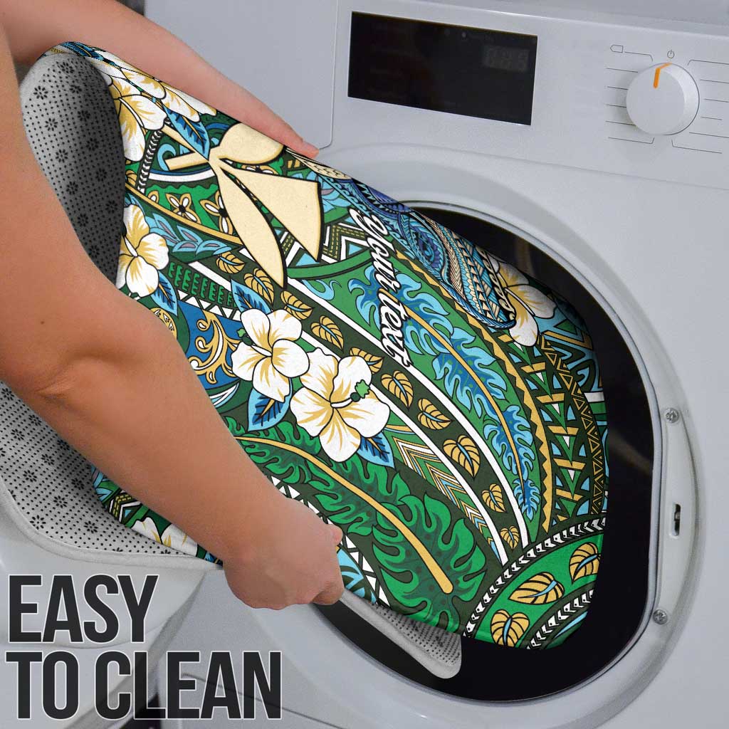 Personalised Hawaii Tribal Humpback Whale Bathroom Set Omaomao Hibiscus Seamless Pattern LT9 - Polynesian Pride