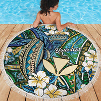 Personalised Hawaii Tribal Humpback Whale Beach Blanket Omaomao Hibiscus Seamless Pattern LT9 - Polynesian Pride