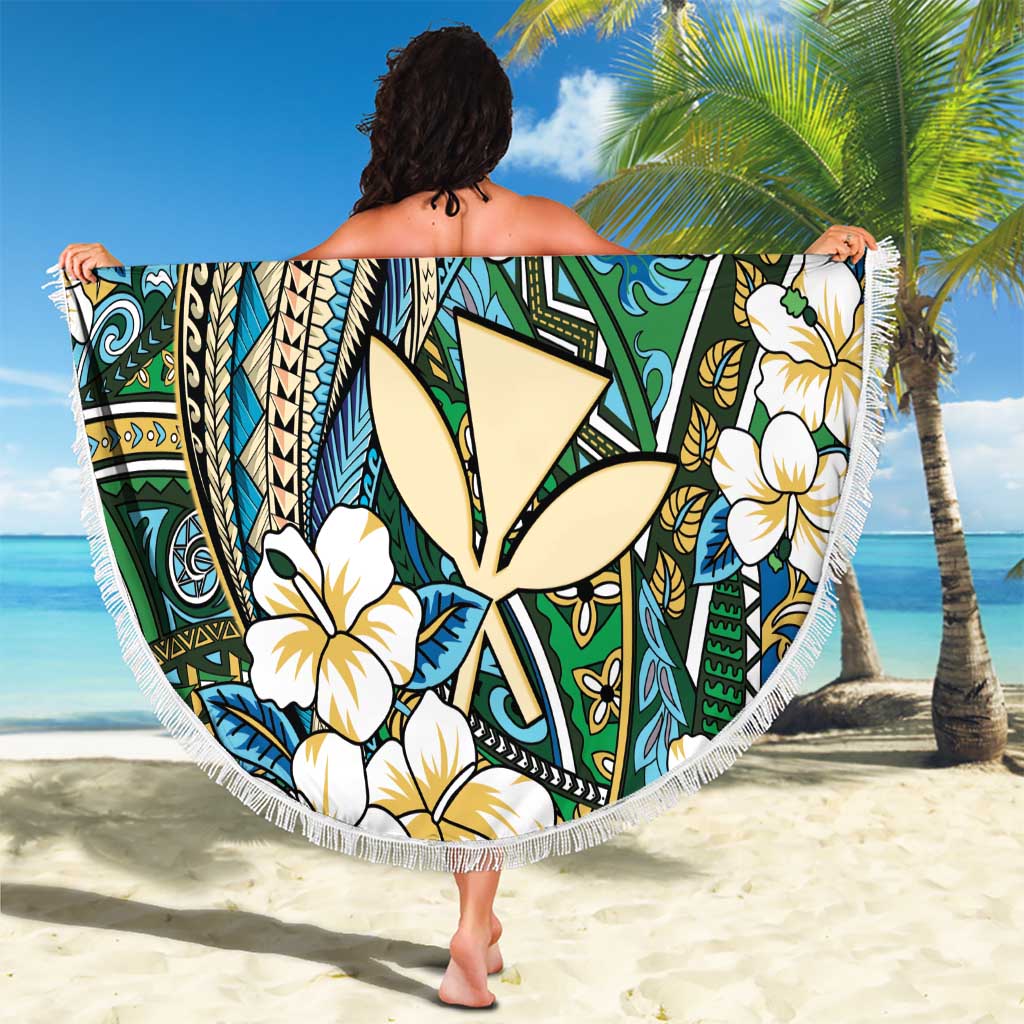 Personalised Hawaii Tribal Humpback Whale Beach Blanket Omaomao Hibiscus Seamless Pattern LT9 - Polynesian Pride