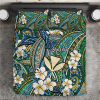 Personalised Hawaii Tribal Humpback Whale Bedding Set Omaomao Hibiscus Seamless Pattern LT9 Green - Polynesian Pride