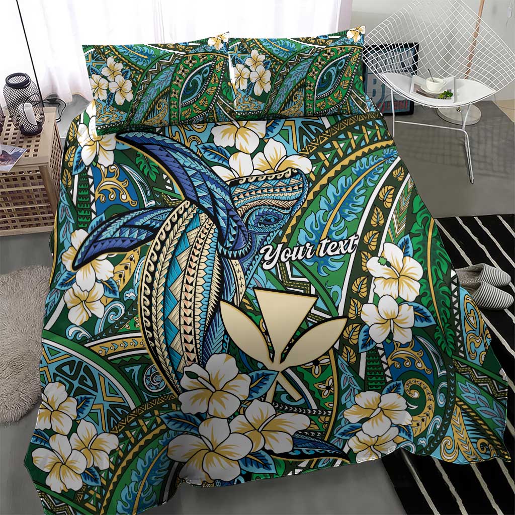 Personalised Hawaii Tribal Humpback Whale Bedding Set Omaomao Hibiscus Seamless Pattern LT9 - Polynesian Pride