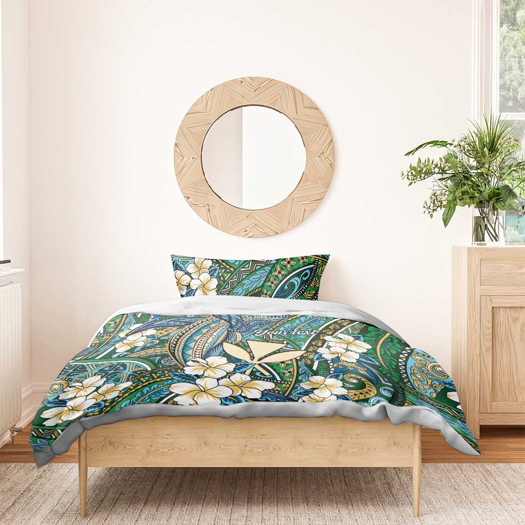 Personalised Hawaii Tribal Humpback Whale Bedding Set Omaomao Hibiscus Seamless Pattern LT9 - Polynesian Pride