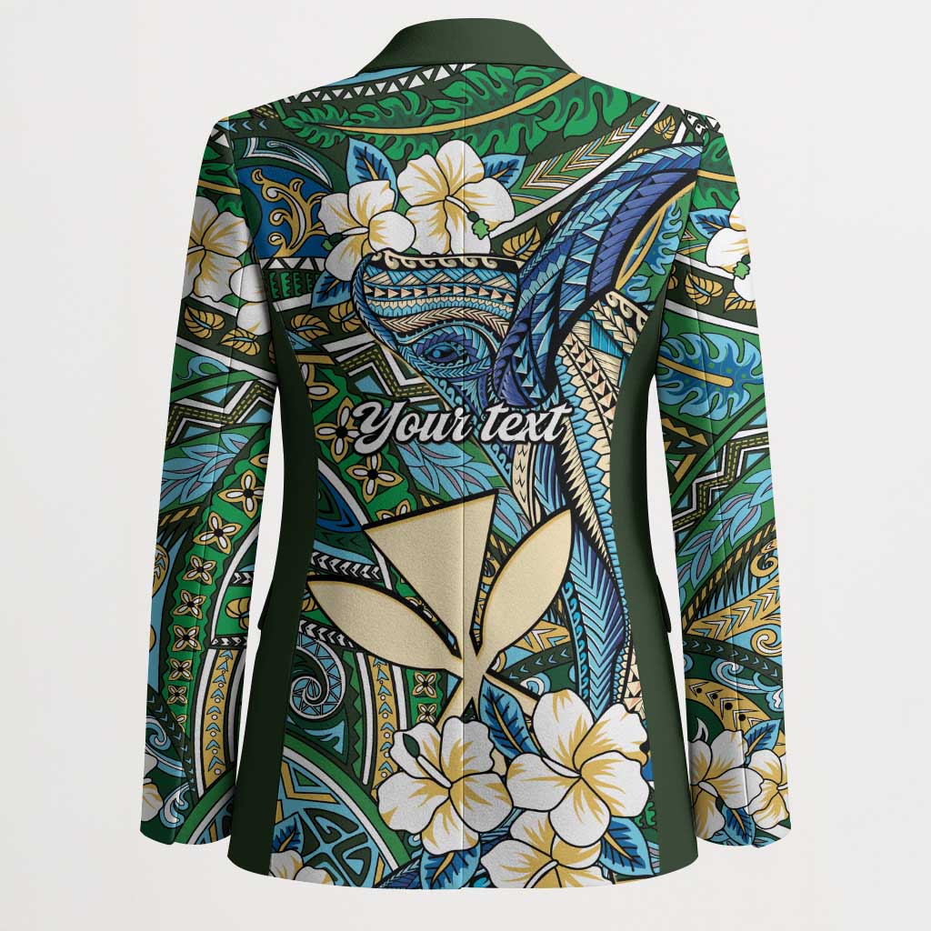 Personalised Hawaii Tribal Humpback Whale Blazer Omaomao Hibiscus Seamless Pattern LT9 - Polynesian Pride