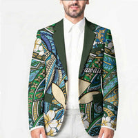 Personalised Hawaii Tribal Humpback Whale Blazer Omaomao Hibiscus Seamless Pattern LT9 - Polynesian Pride