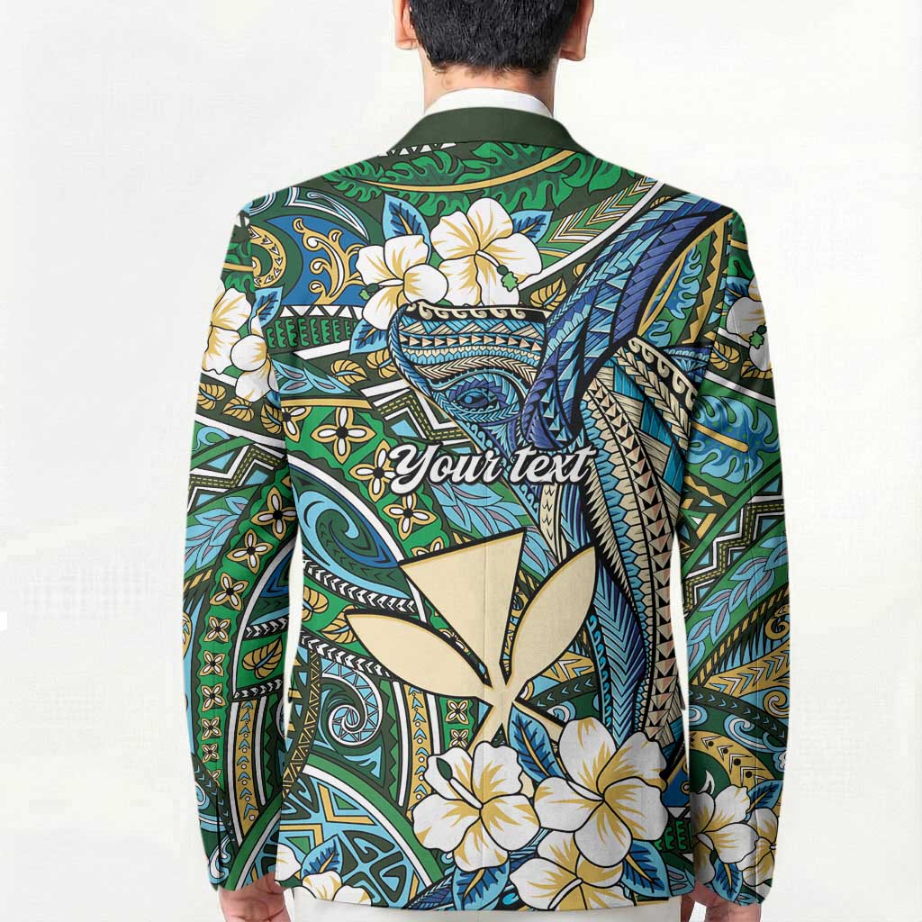 Personalised Hawaii Tribal Humpback Whale Blazer Omaomao Hibiscus Seamless Pattern LT9 - Polynesian Pride