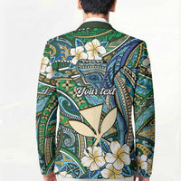 Personalised Hawaii Tribal Humpback Whale Blazer Omaomao Hibiscus Seamless Pattern LT9 - Polynesian Pride