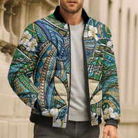 Personalised Hawaii Tribal Humpback Whale Bomber Puffer Jacket Omaomao Hibiscus Seamless Pattern LT9 - Polynesian Pride