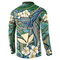 Personalised Hawaii Tribal Humpback Whale Button Sweatshirt Omaomao Hibiscus Seamless Pattern LT9 - Polynesian Pride