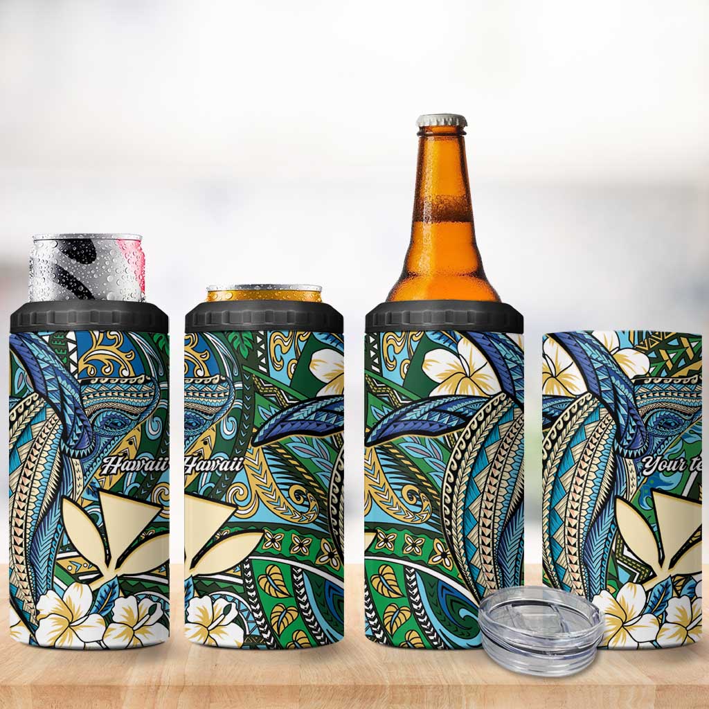 Personalised Hawaii Tribal Humpback Whale 4 in 1 Can Cooler Tumbler Omaomao Hibiscus Seamless Pattern LT9 - Polynesian Pride