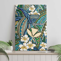 Personalised Hawaii Tribal Humpback Whale Canvas Wall Art Omaomao Hibiscus Seamless Pattern
