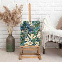Personalised Hawaii Tribal Humpback Whale Canvas Wall Art Omaomao Hibiscus Seamless Pattern