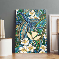 Personalised Hawaii Tribal Humpback Whale Canvas Wall Art Omaomao Hibiscus Seamless Pattern
