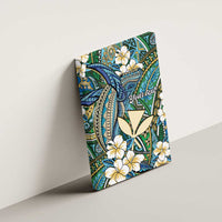 Personalised Hawaii Tribal Humpback Whale Canvas Wall Art Omaomao Hibiscus Seamless Pattern
