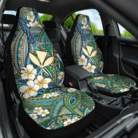 Personalised Hawaii Tribal Humpback Whale Car Seat Cover Omaomao Hibiscus Seamless Pattern LT9 One Size Green - Polynesian Pride