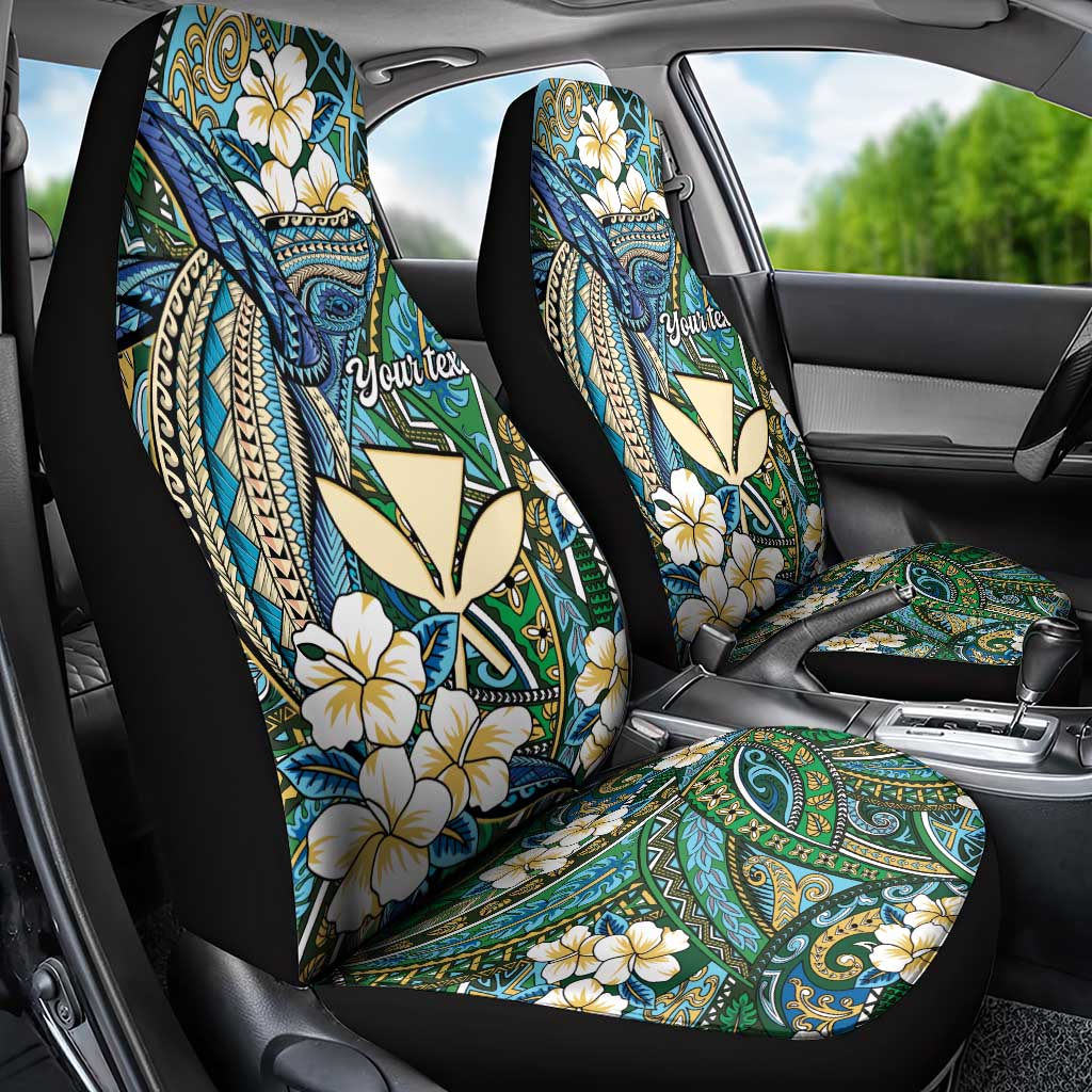 Personalised Hawaii Tribal Humpback Whale Car Seat Cover Omaomao Hibiscus Seamless Pattern LT9 - Polynesian Pride