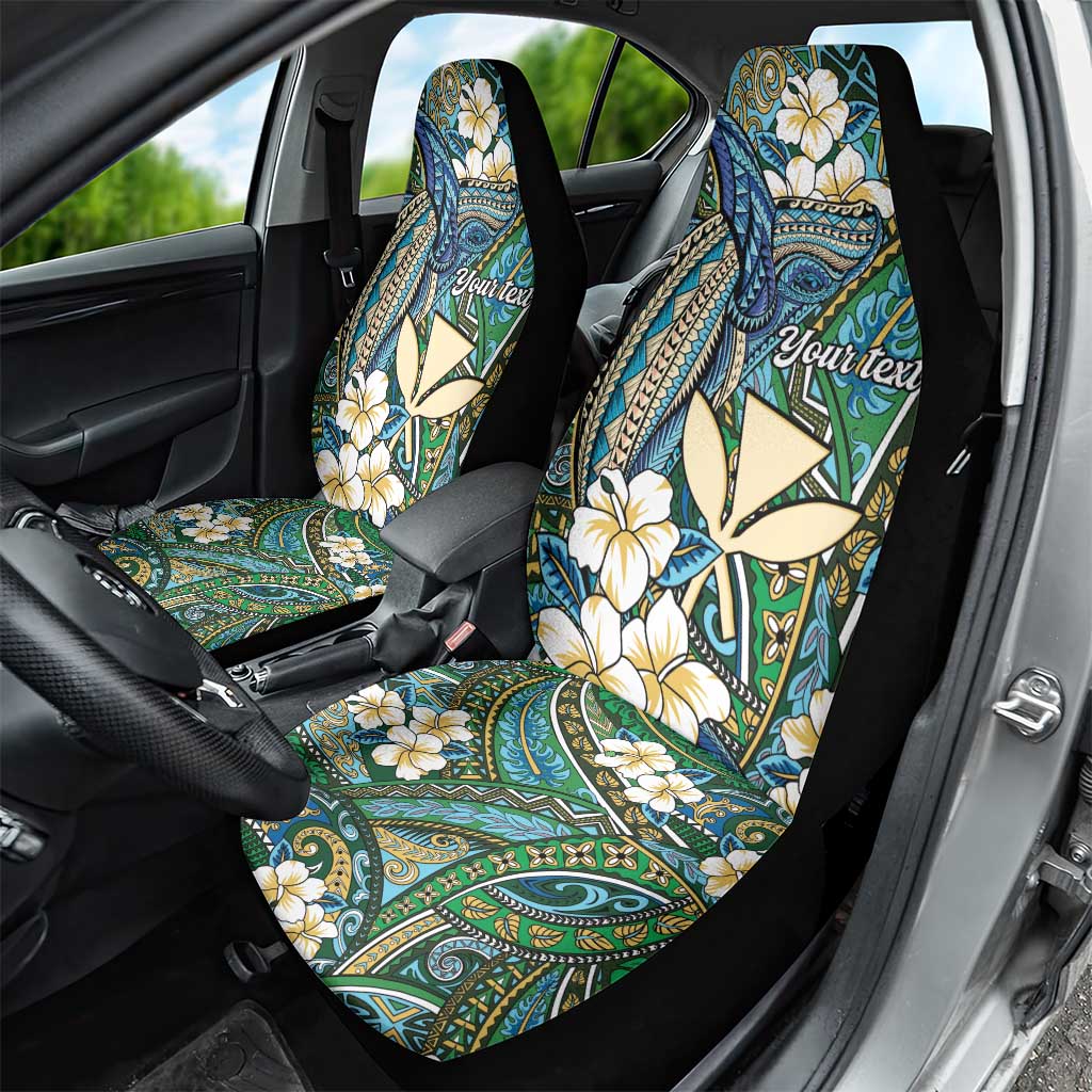 Personalised Hawaii Tribal Humpback Whale Car Seat Cover Omaomao Hibiscus Seamless Pattern LT9 - Polynesian Pride