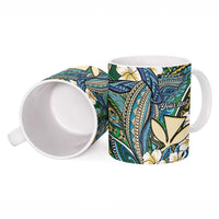 Personalised Hawaii Tribal Humpback Whale Ceramic Mug Omaomao Hibiscus Seamless Pattern LT9 - Polynesian Pride