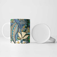 Personalised Hawaii Tribal Humpback Whale Ceramic Mug Omaomao Hibiscus Seamless Pattern LT9 - Polynesian Pride