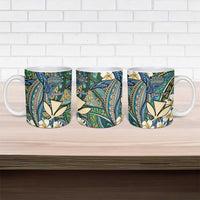 Personalised Hawaii Tribal Humpback Whale Ceramic Mug Omaomao Hibiscus Seamless Pattern LT9 - Polynesian Pride
