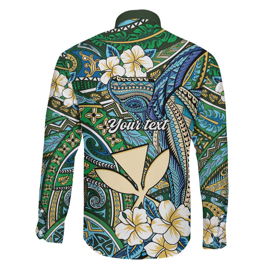 Personalised Hawaii Tribal Humpback Whale Family Matching Off Shoulder Short Dress and Hawaiian Shirt Omaomao Hibiscus Seamless Pattern